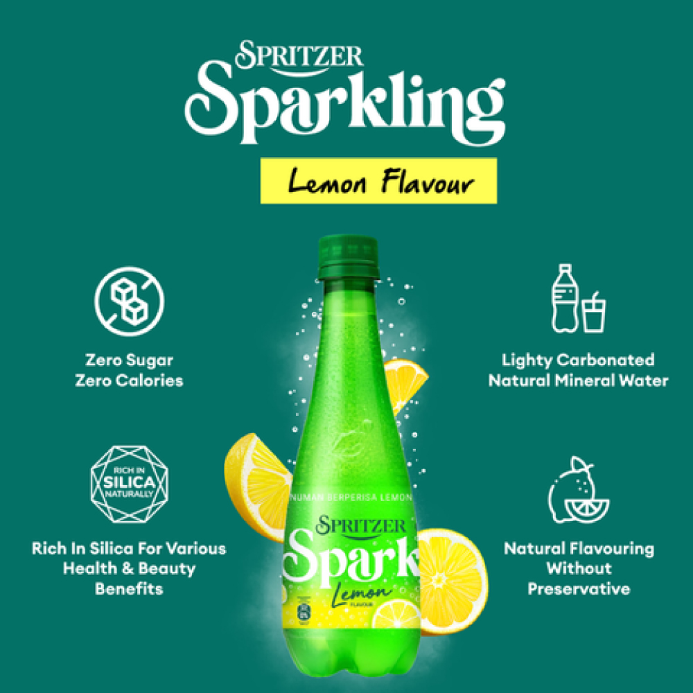 SPRITZER Sparkling Water 400ml (1's / 24's) - Lemon for Air Sparkling, Carbonated Water
