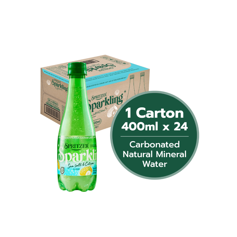 SPRITZER Sparkling Water 400ml (1's / 24's) - Sea Salt & Citron for Air Sparkling, Carbonated Water