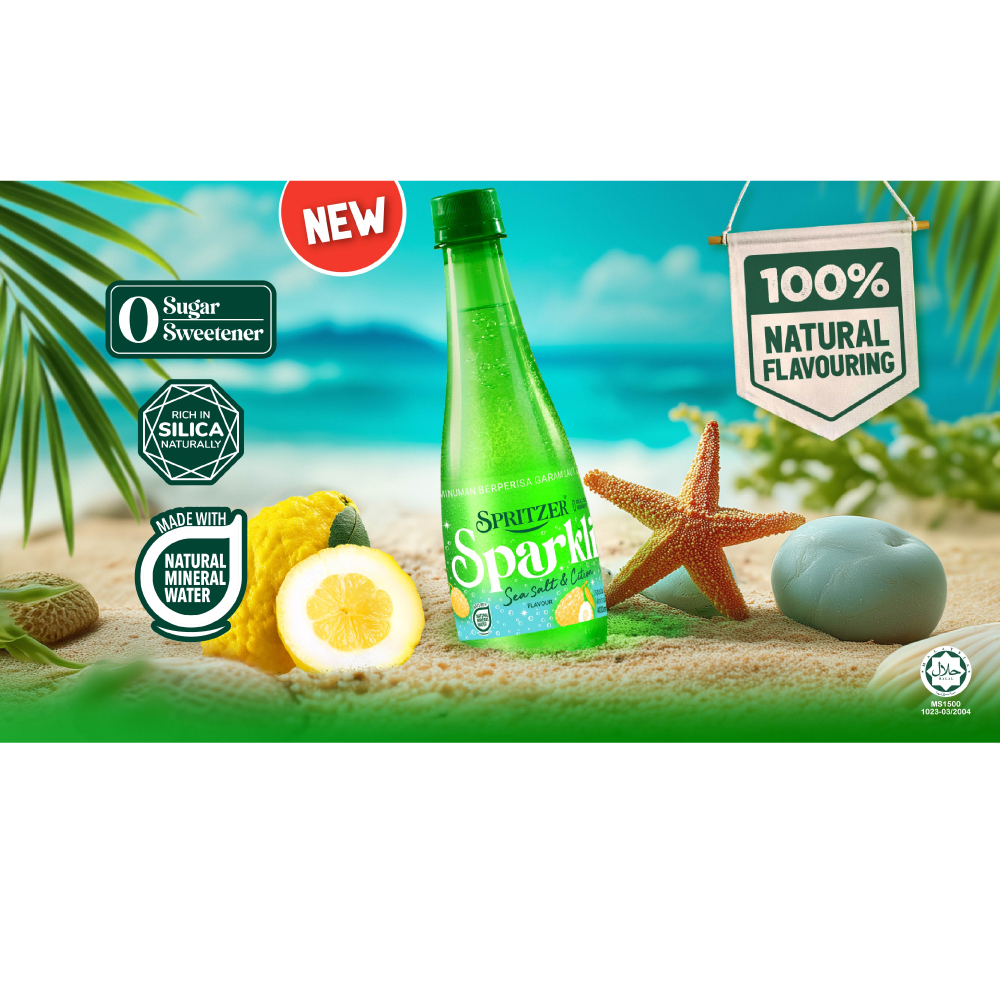 SPRITZER Sparkling Water 400ml (1's / 24's) - Sea Salt & Citron for Air Sparkling, Carbonated Water