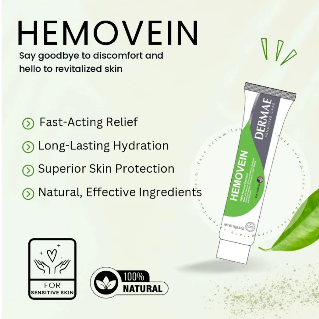DERMAE Hemovein 15g for Hemorrhoid Cream, Anal Itching Cream, Krim Buasir, Ubat Buasir