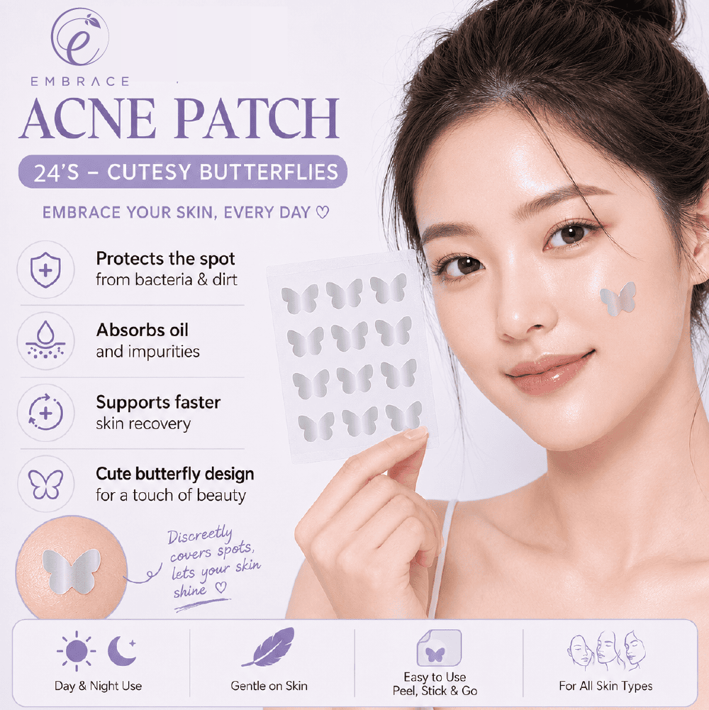 EMBRACE Beauty Acne Colour Patch (24's / 12's) - Cutesy Butterflies for Acne Patch, Patch Jerawat