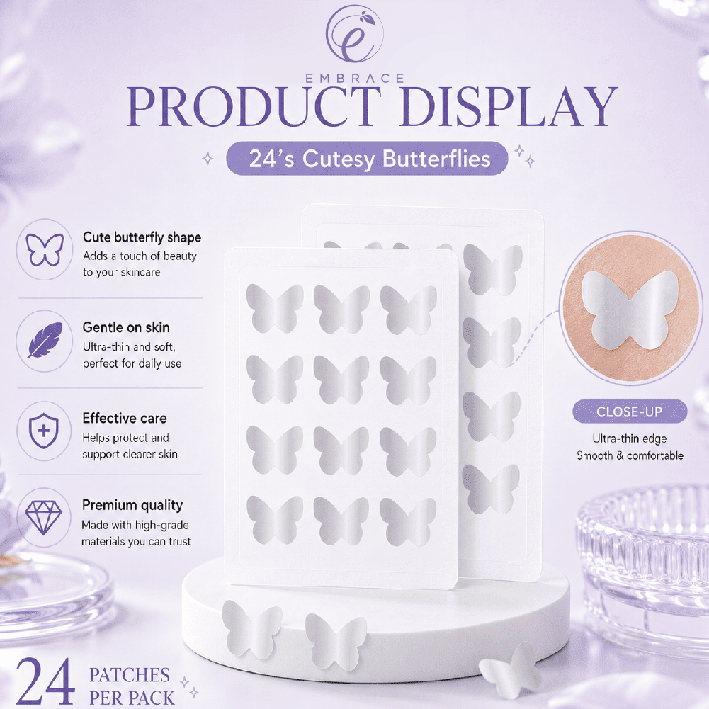 EMBRACE Beauty Acne Colour Patch (24's / 12's) - Cutesy Butterflies for Acne Patch, Patch Jerawat