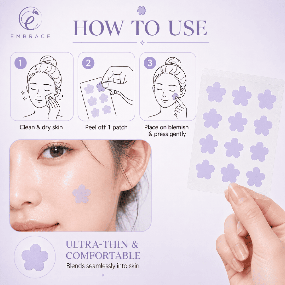 EMBRACE Beauty Acne Colour Patch (24's / 12's) - Flower Petals for Acne Patch, Patch Jerawat