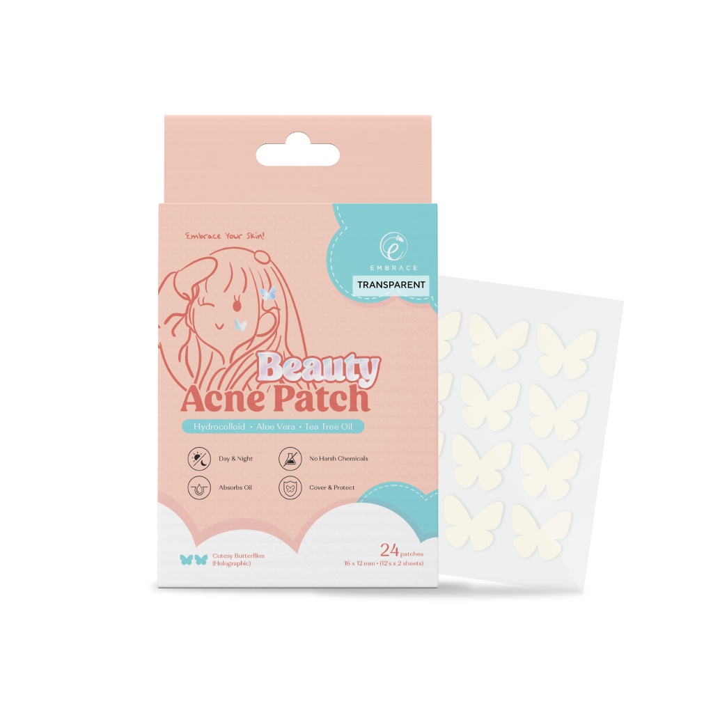 EMBRACE Beauty Acne Transparent Patch (24's / 12's) - Cutesy Butterflies for Acne Patch, Patch Jerawat