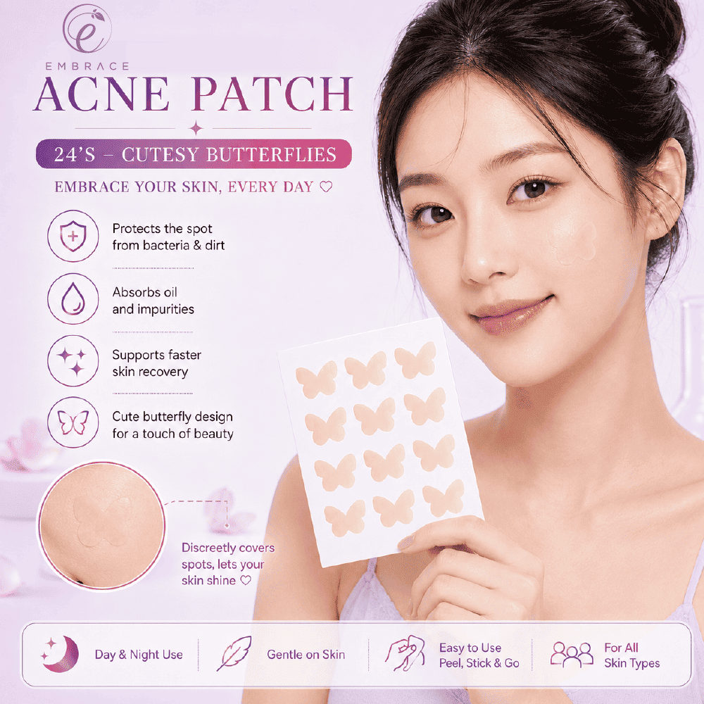 EMBRACE Beauty Acne Transparent Patch (24's / 12's) - Cutesy Butterflies for Acne Patch, Patch Jerawat