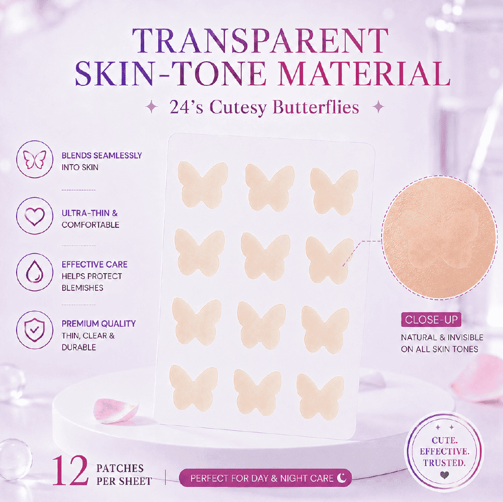 EMBRACE Beauty Acne Transparent Patch (24's / 12's) - Cutesy Butterflies for Acne Patch, Patch Jerawat