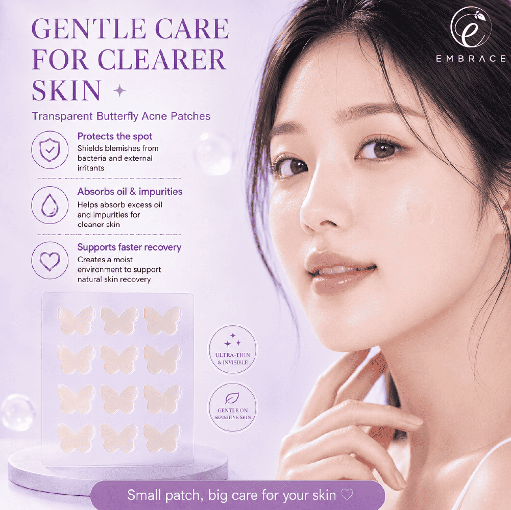 EMBRACE Beauty Acne Transparent Patch (24's / 12's) - Cutesy Butterflies for Acne Patch, Patch Jerawat