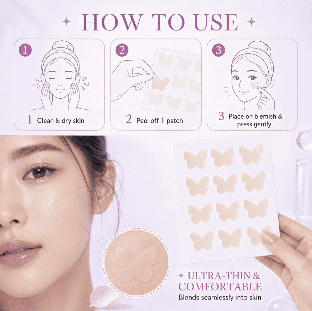 EMBRACE Beauty Acne Transparent Patch (24's / 12's) - Cutesy Butterflies for Acne Patch, Patch Jerawat