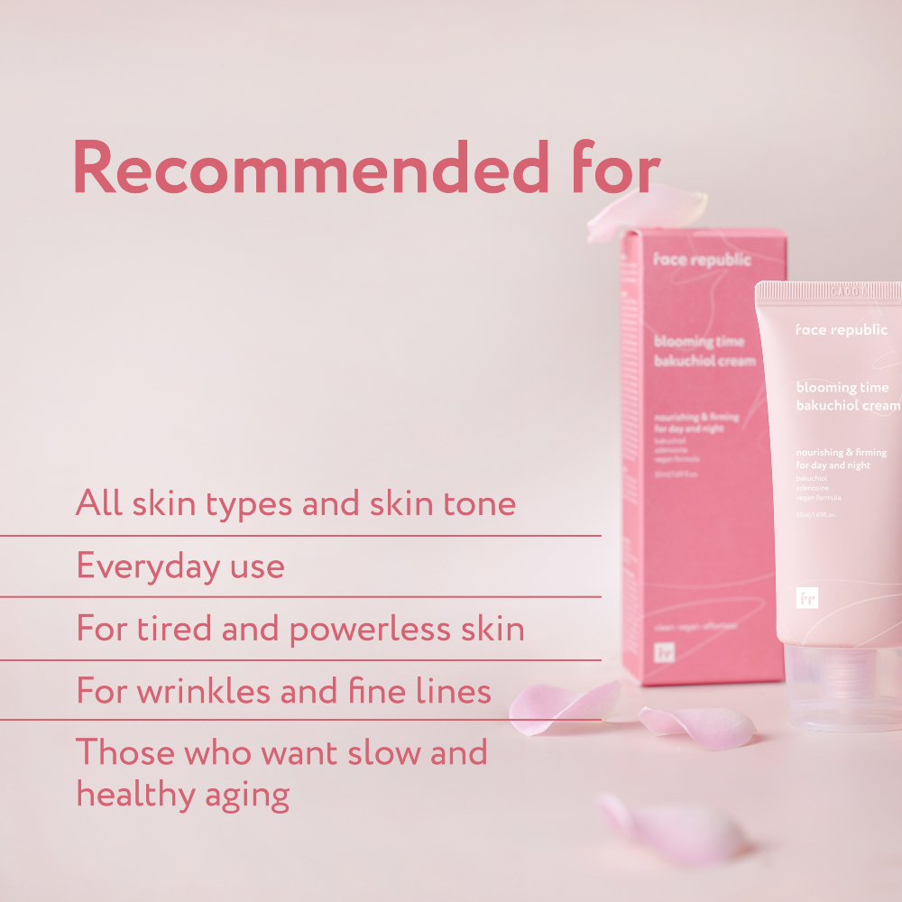 FACE REPUBLIC Blooming Time Bakuchiol Cream 50ml for Anti Aging Cream, Face Cream, Krim Muka