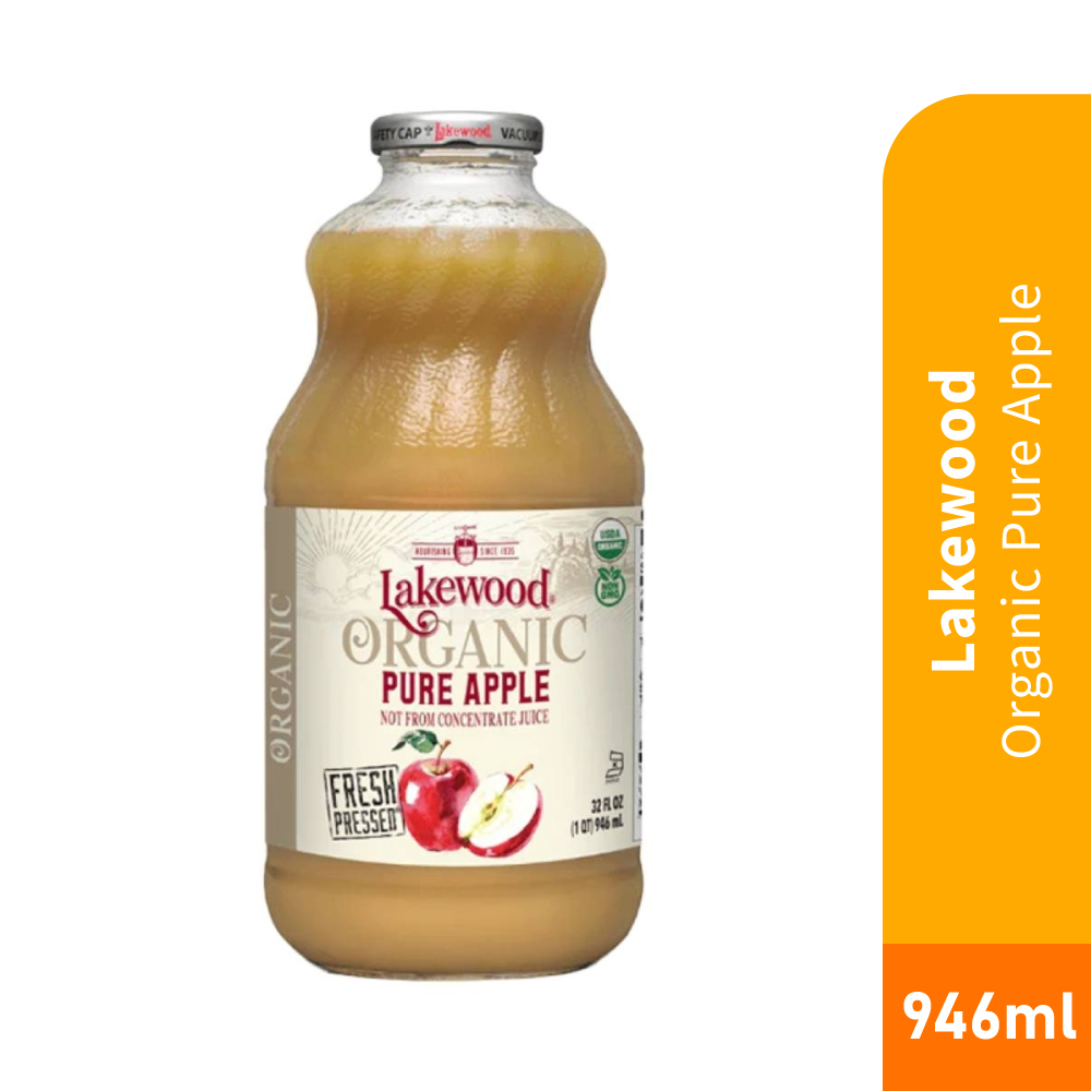 LAKEWOOD Organic Apple Juice 946ml for Jus Epal, Juice Apple, Fresh Pressed Apple Juice