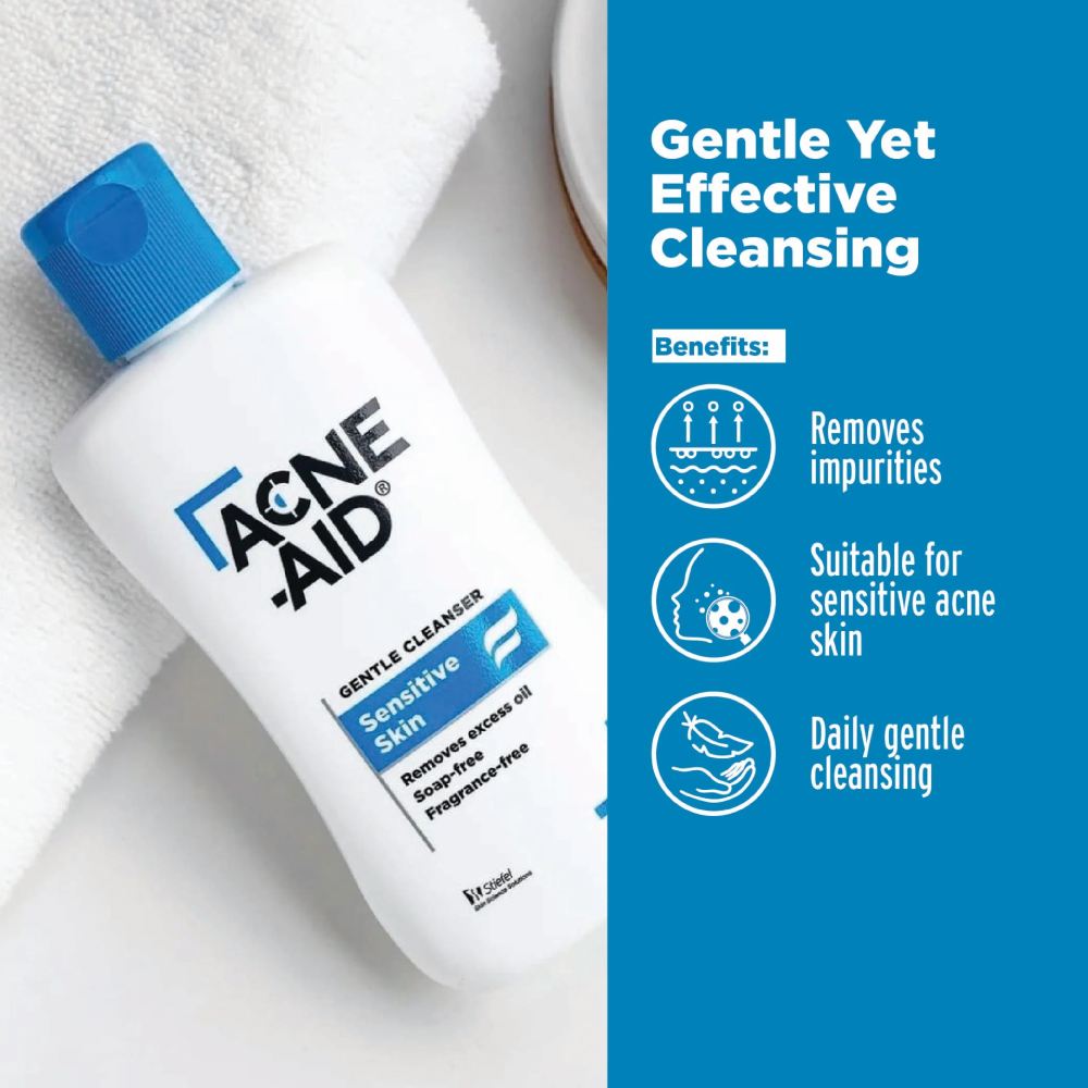 ACNE-AID Gentle Cleanser Sensitive Skin 100ml for Acne Face Wash, Acne Cleanser, Pencuci Muka
