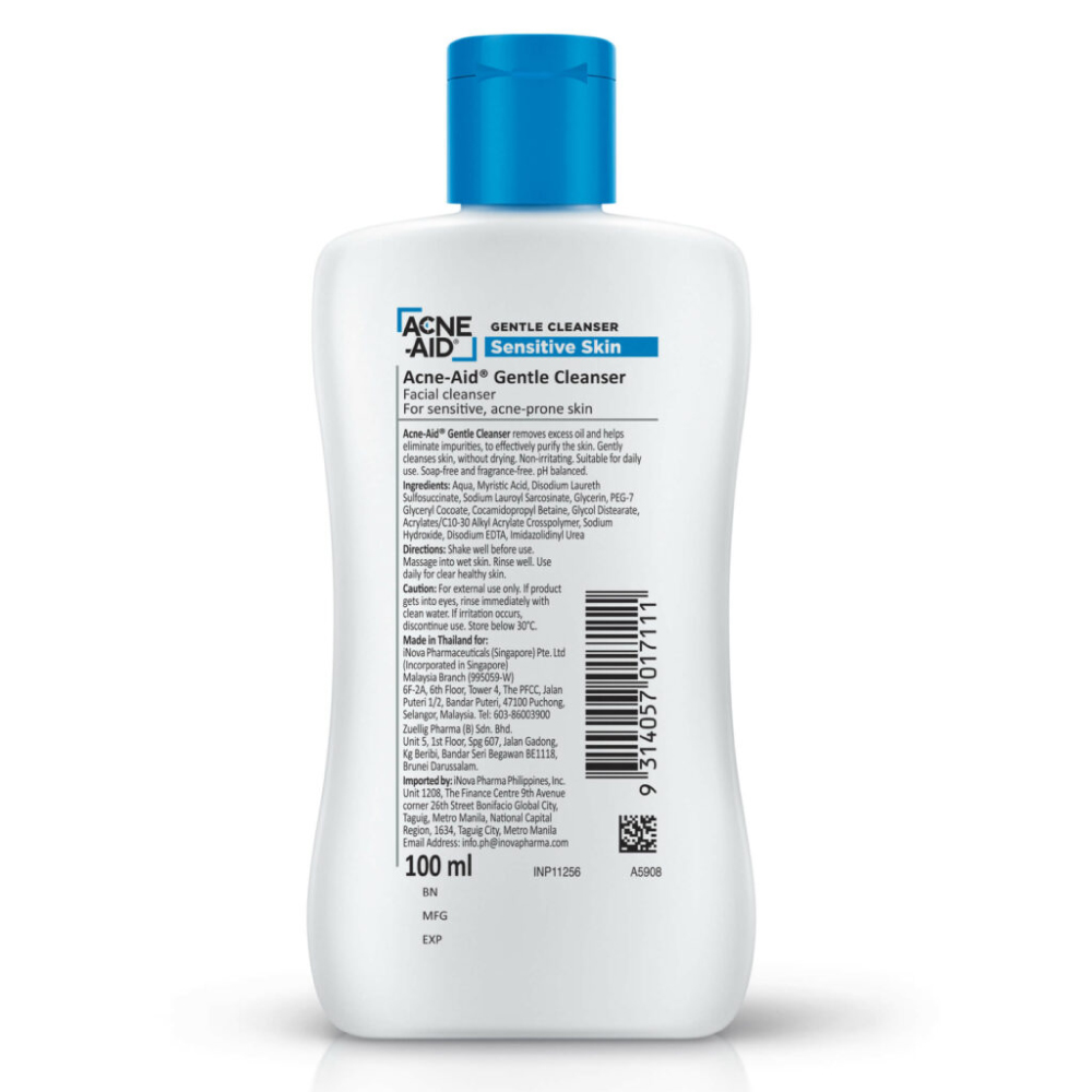 ACNE-AID Gentle Cleanser Sensitive Skin 100ml for Acne Face Wash, Acne Cleanser, Pencuci Muka