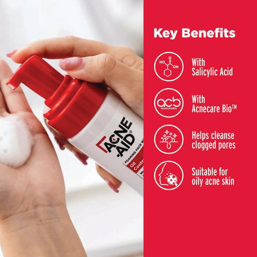 ACNE-AID Foaming Face Wash 100ml for Acne Face Wash, Acne Cleanser, Pencuci Muka
