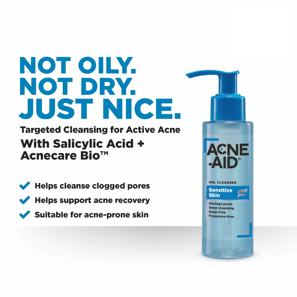 ACNE-AID Sensitive Gel Cleanser 100ml for Acne Face Wash, Acne Cleanser, Pencuci Muka