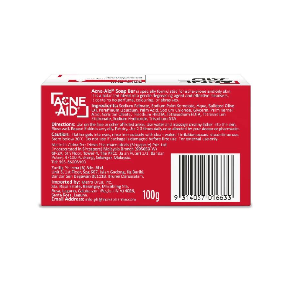 ACNE-AID Bar 100g for Acne Face & Body Wash, Sabun Badan Jerawat, Acne Wash, Sabun Jerawat