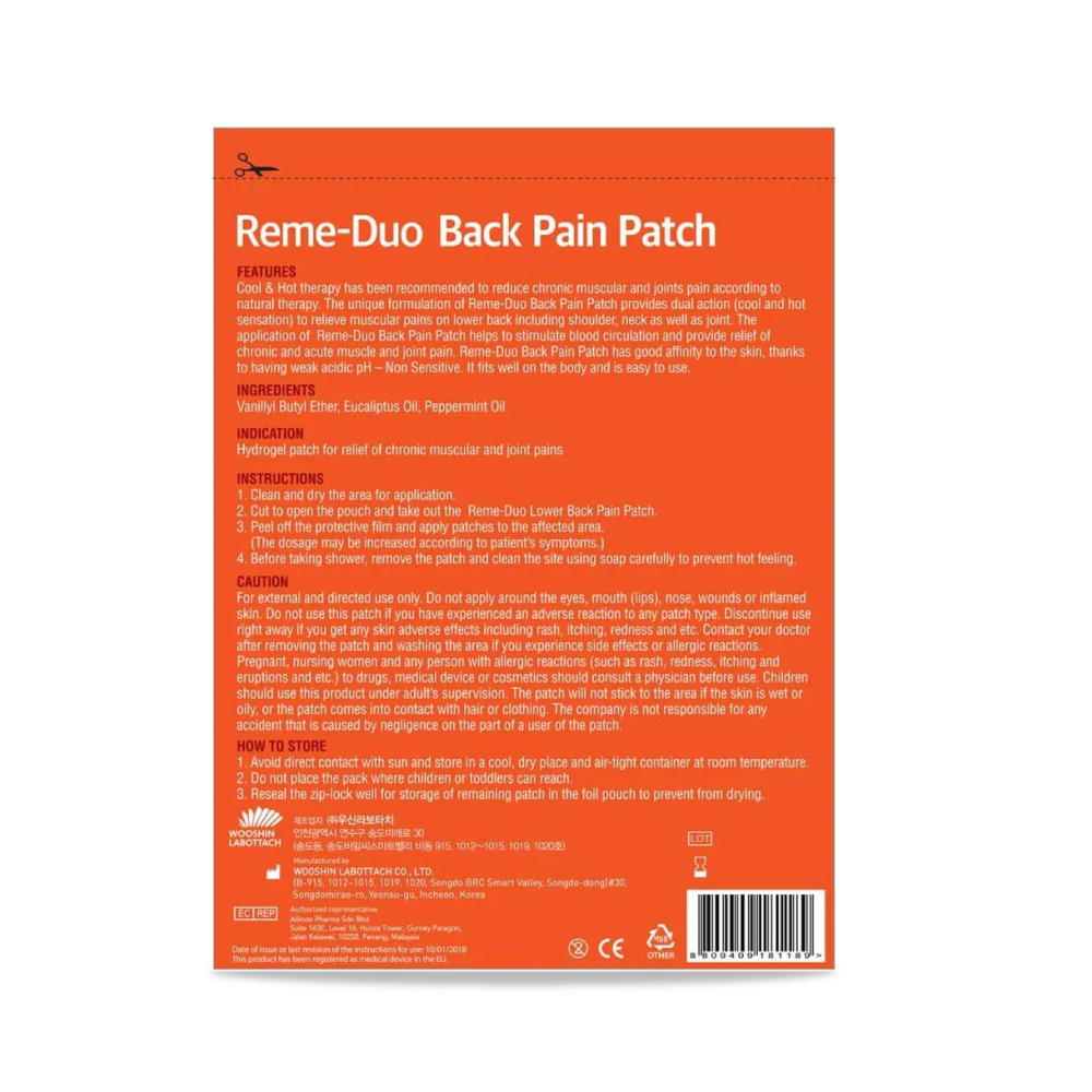 REME-DUO Back Pain Patch 2's for Pain Relief Patch, Patch Sakit Badan