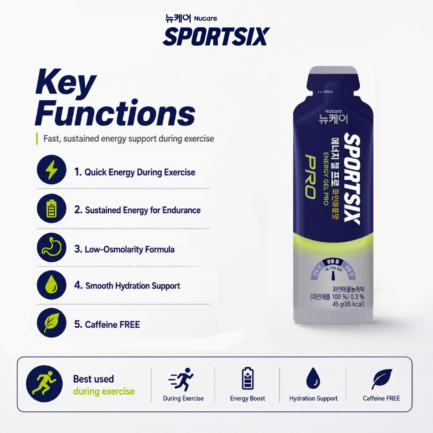 SPORTSIX Energy Gel Pro Pineapple 45g for Caffeine Free Energy Gel Running , Running Gel Energy