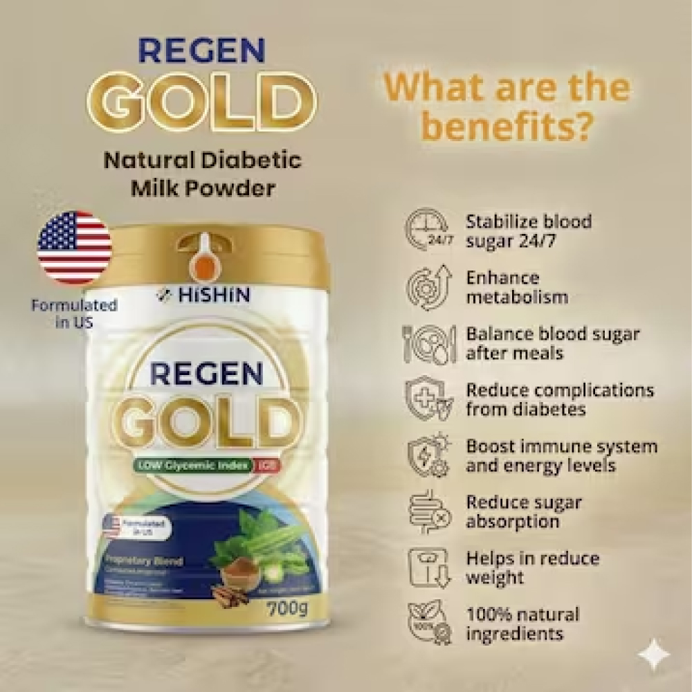 HISHIN Regen Gold 700g for Low GI Milk Powder, Adult Milk Powder, Susu Diabetes
