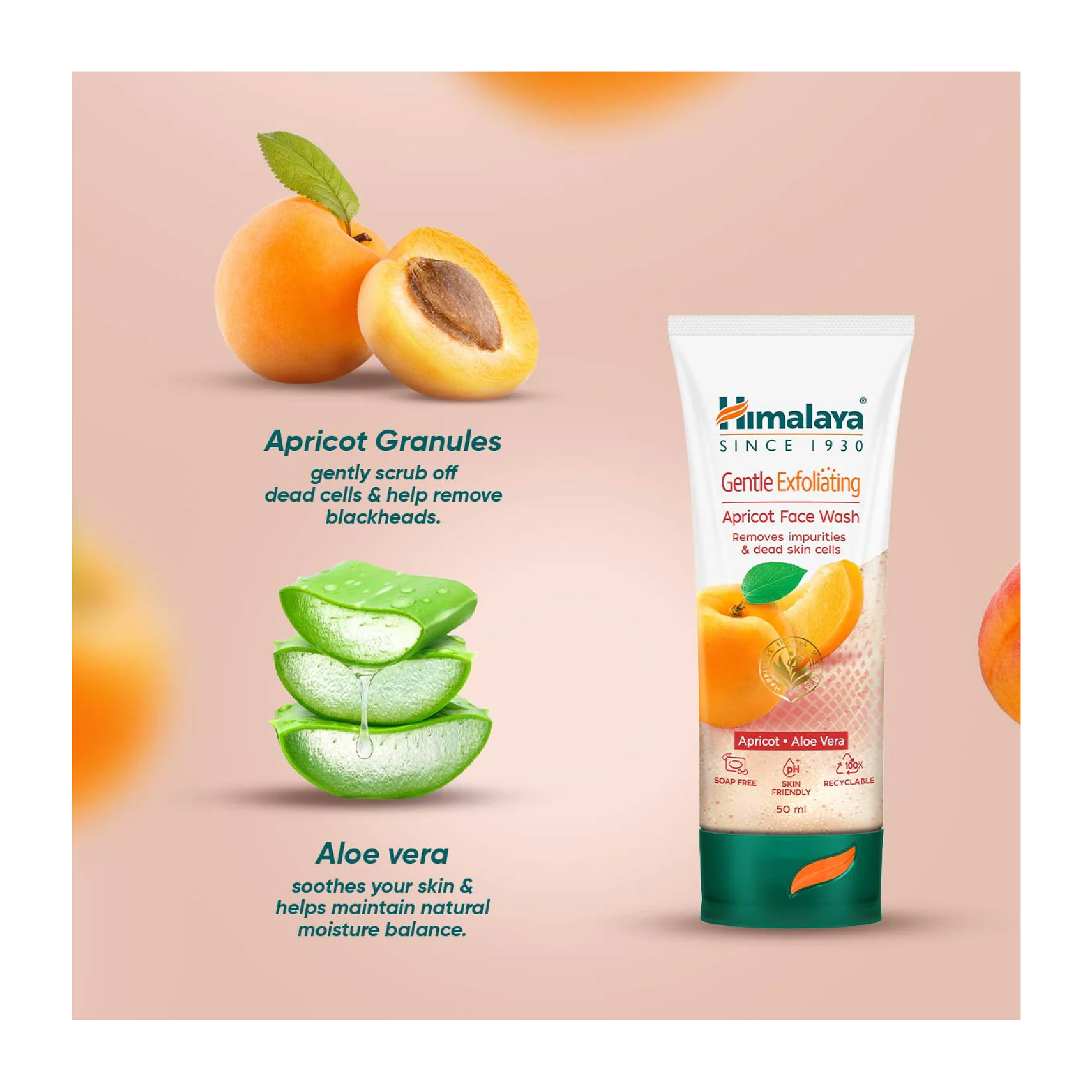 HIMALAYA Gentle Exfoliating Daily Face Wash 50ml for Gentle and mild exfoliating cleanser, 温和去角质洁面