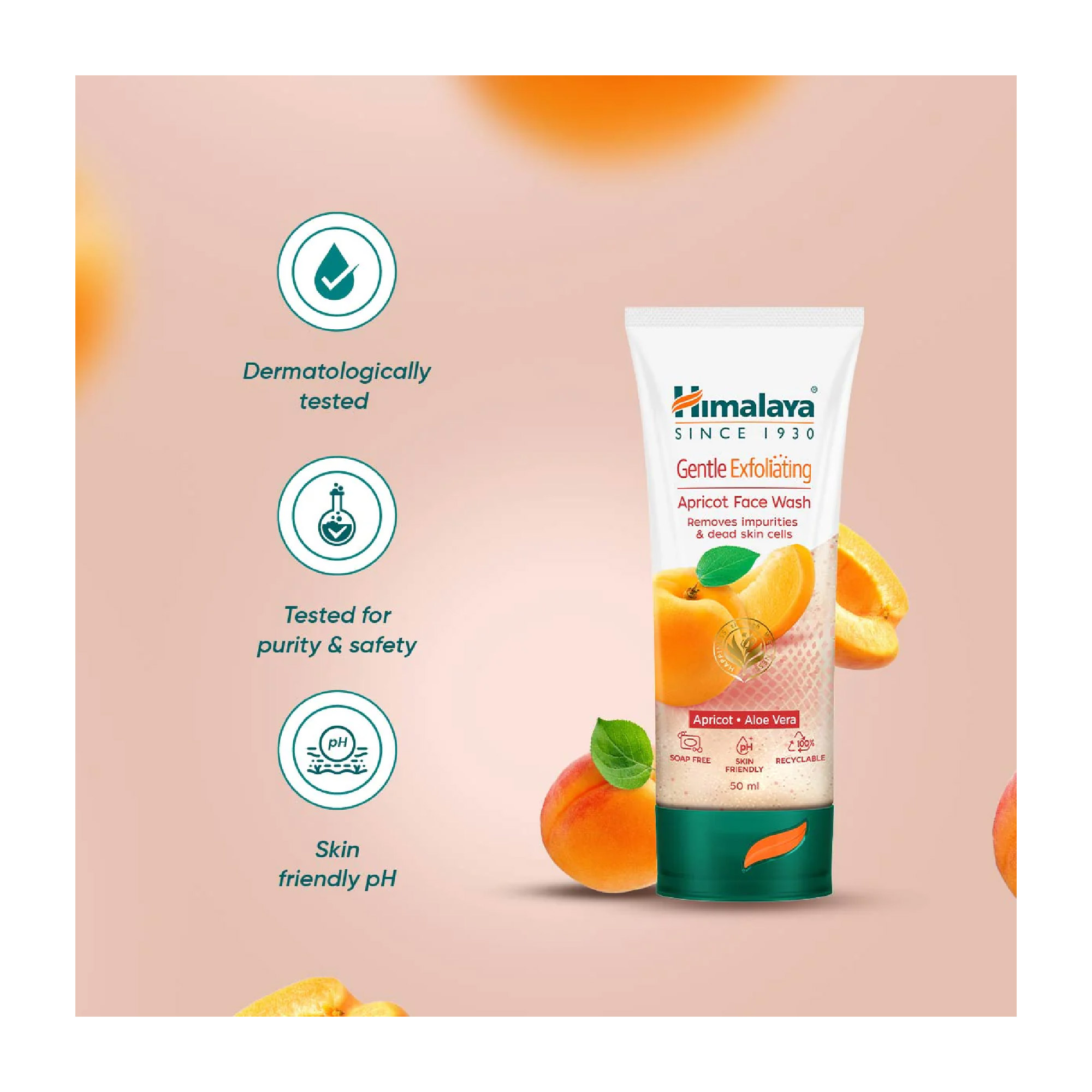 HIMALAYA Gentle Exfoliating Daily Face Wash 50ml for Gentle and mild exfoliating cleanser, 温和去角质洁面
