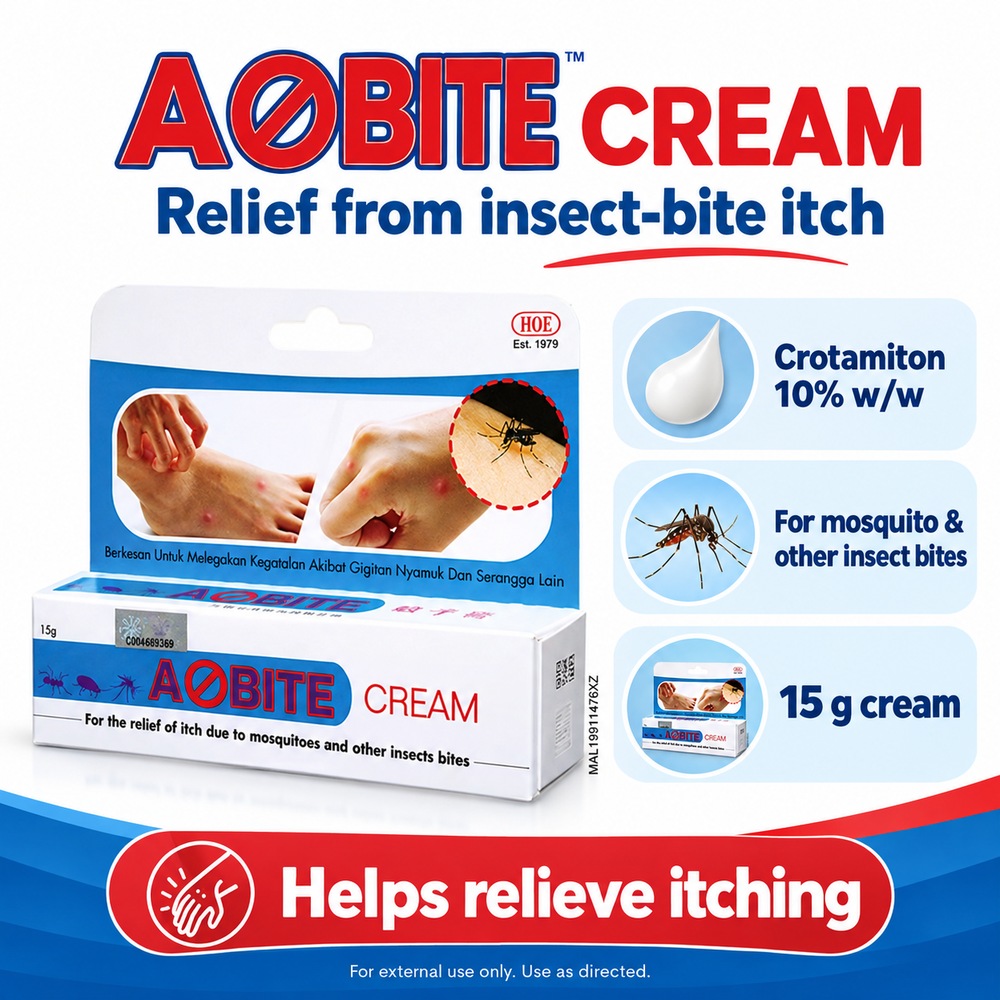 HOE A-Bite Cream 15g for Insect Bite Cream, Krim Gatal Gigitan Nyamuk, Ubat Gatal Nyamuk