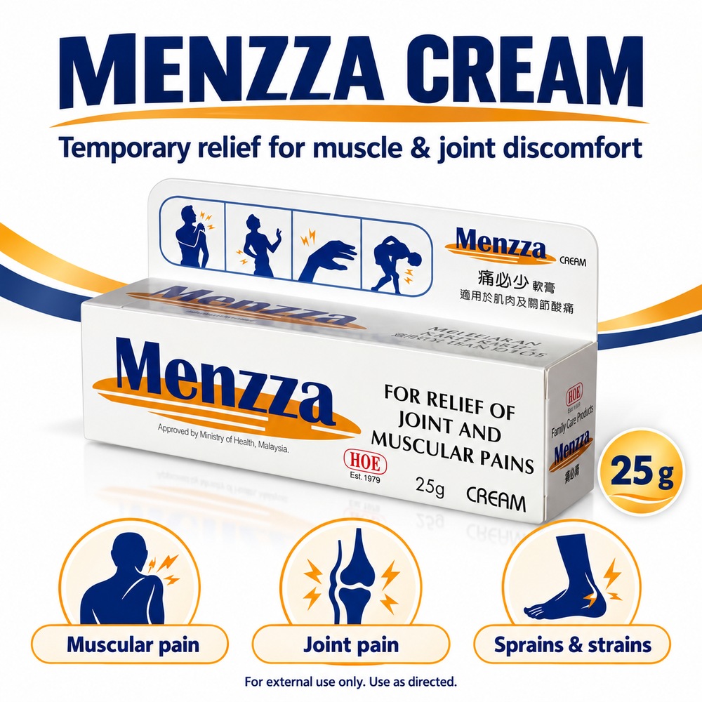 HOE Menzza Cream 25g for Muscle Pain Cream, Joint Pain Cream, Krim Sakit Sendi