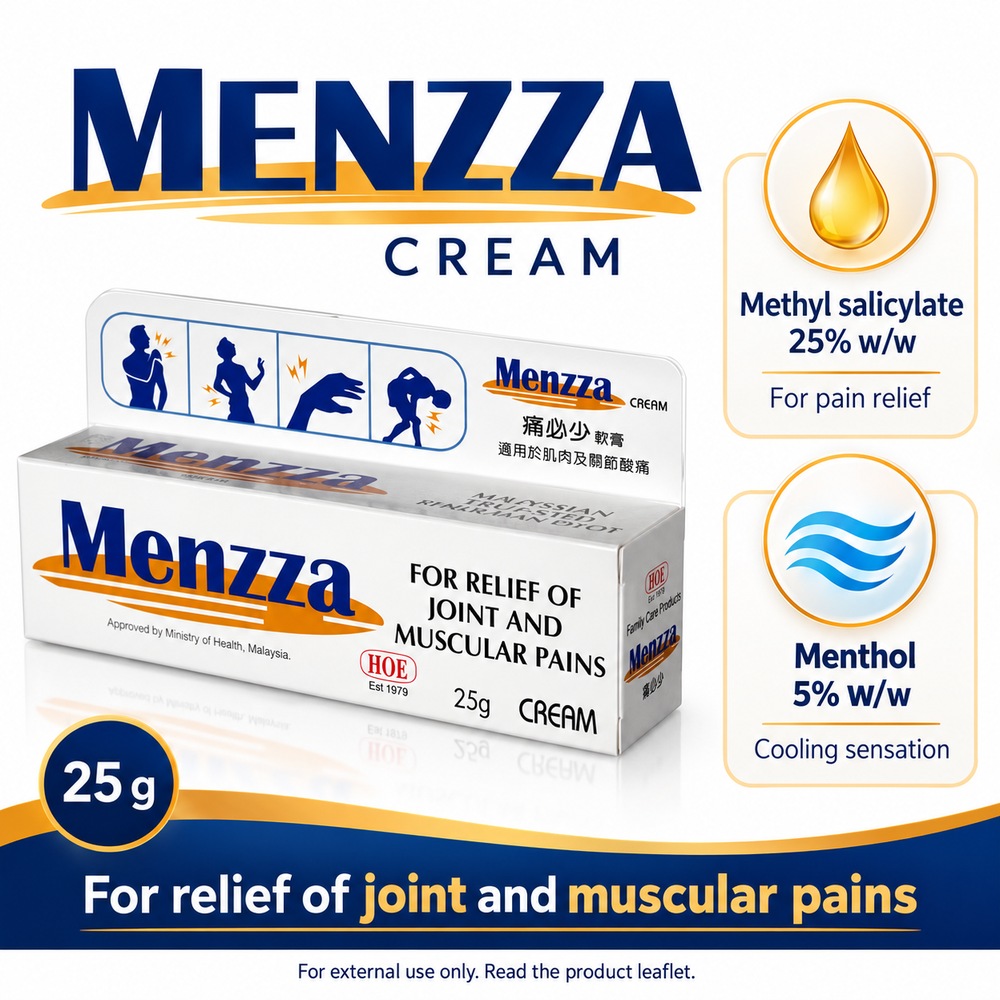 HOE Menzza Cream 25g for Muscle Pain Cream, Joint Pain Cream, Krim Sakit Sendi