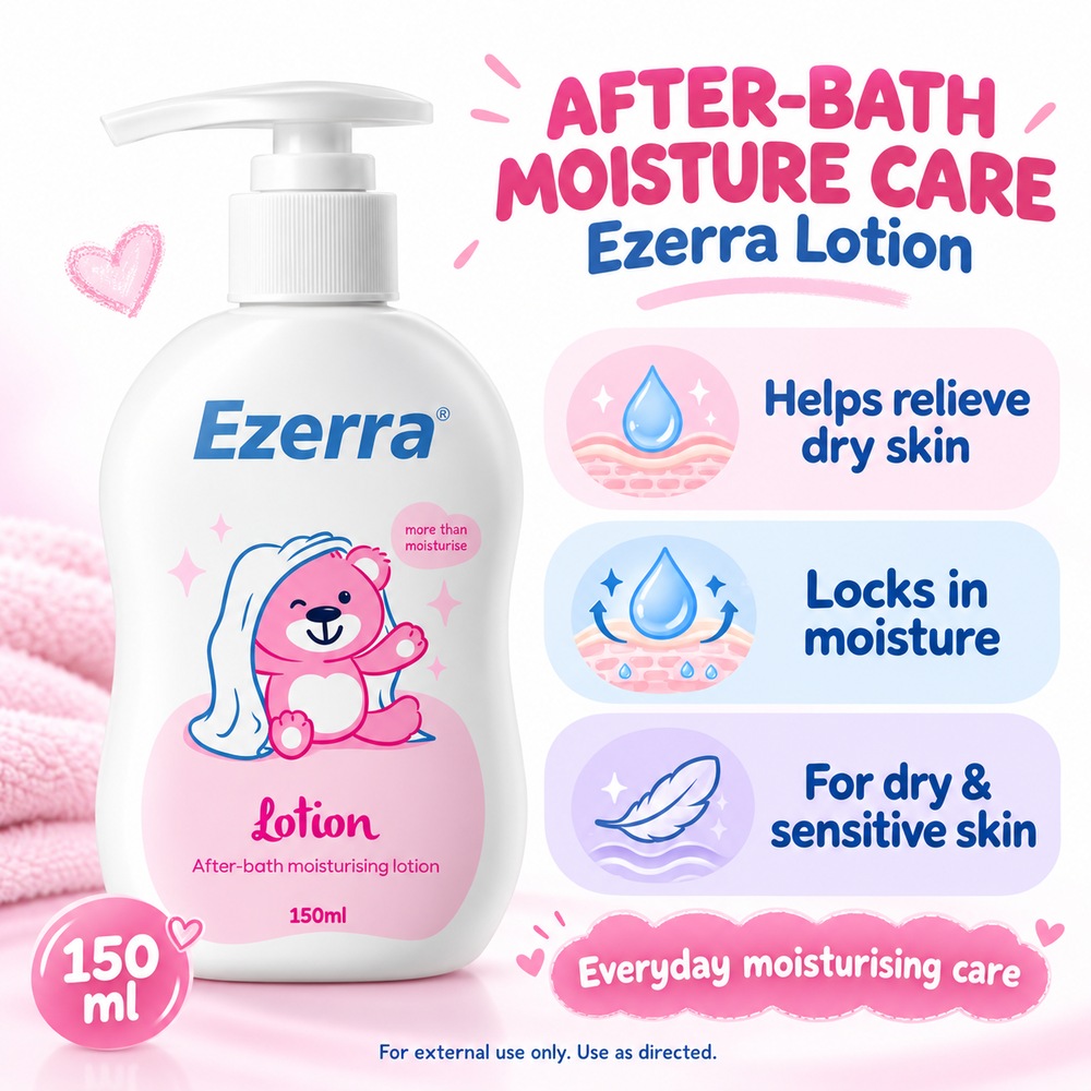 EZERRA Lotion 150ml for Baby Moisturiser Lotion for Dry Sensitive Skin, Losyen Bayi