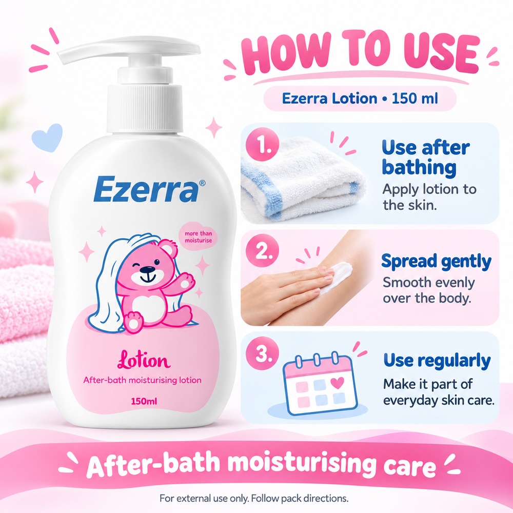 EZERRA Lotion 150ml for Baby Moisturiser Lotion for Dry Sensitive Skin, Losyen Bayi