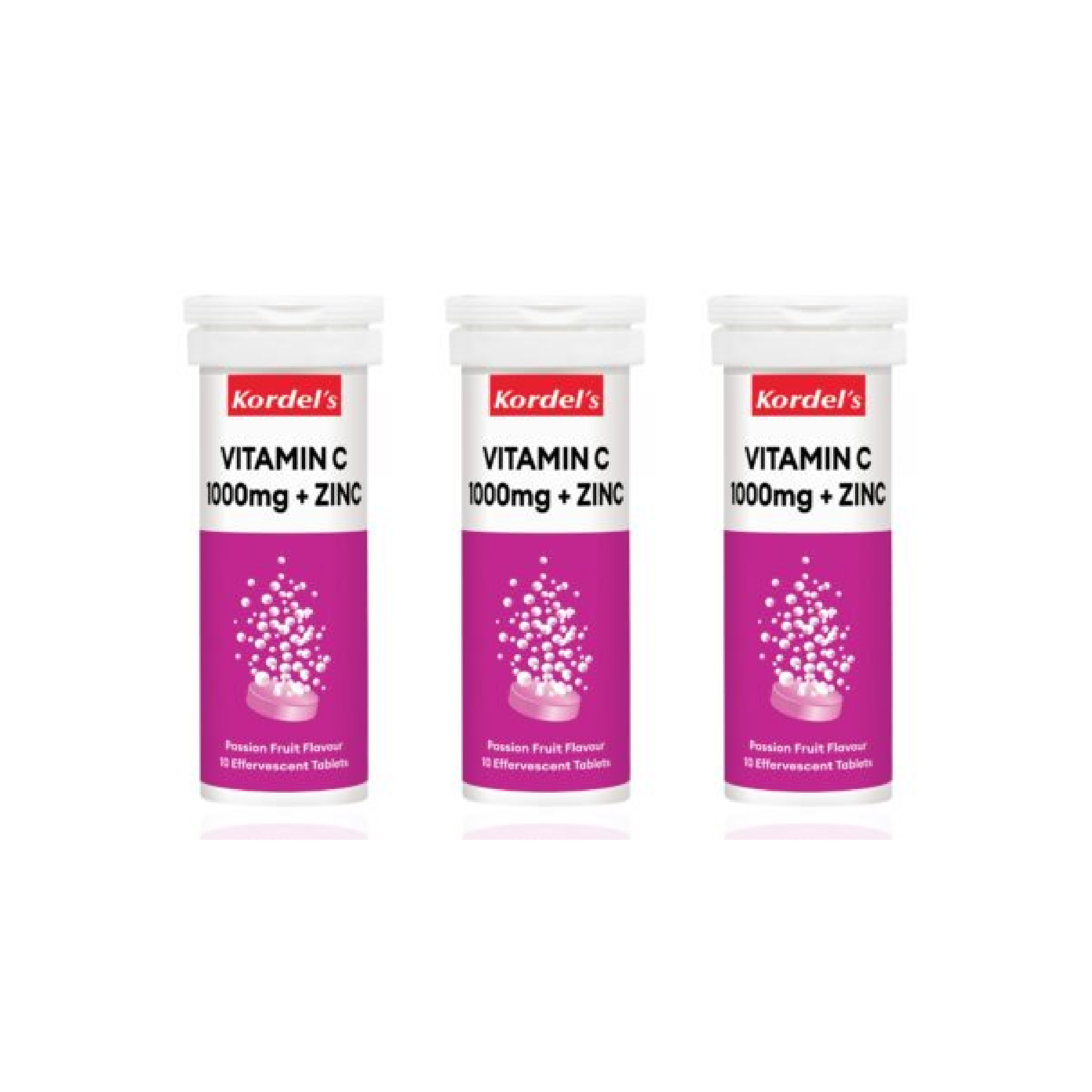 KORDEL'S VITAMIN C 1000MG + ZINC (PASSION FRUIT)  10'S X 3