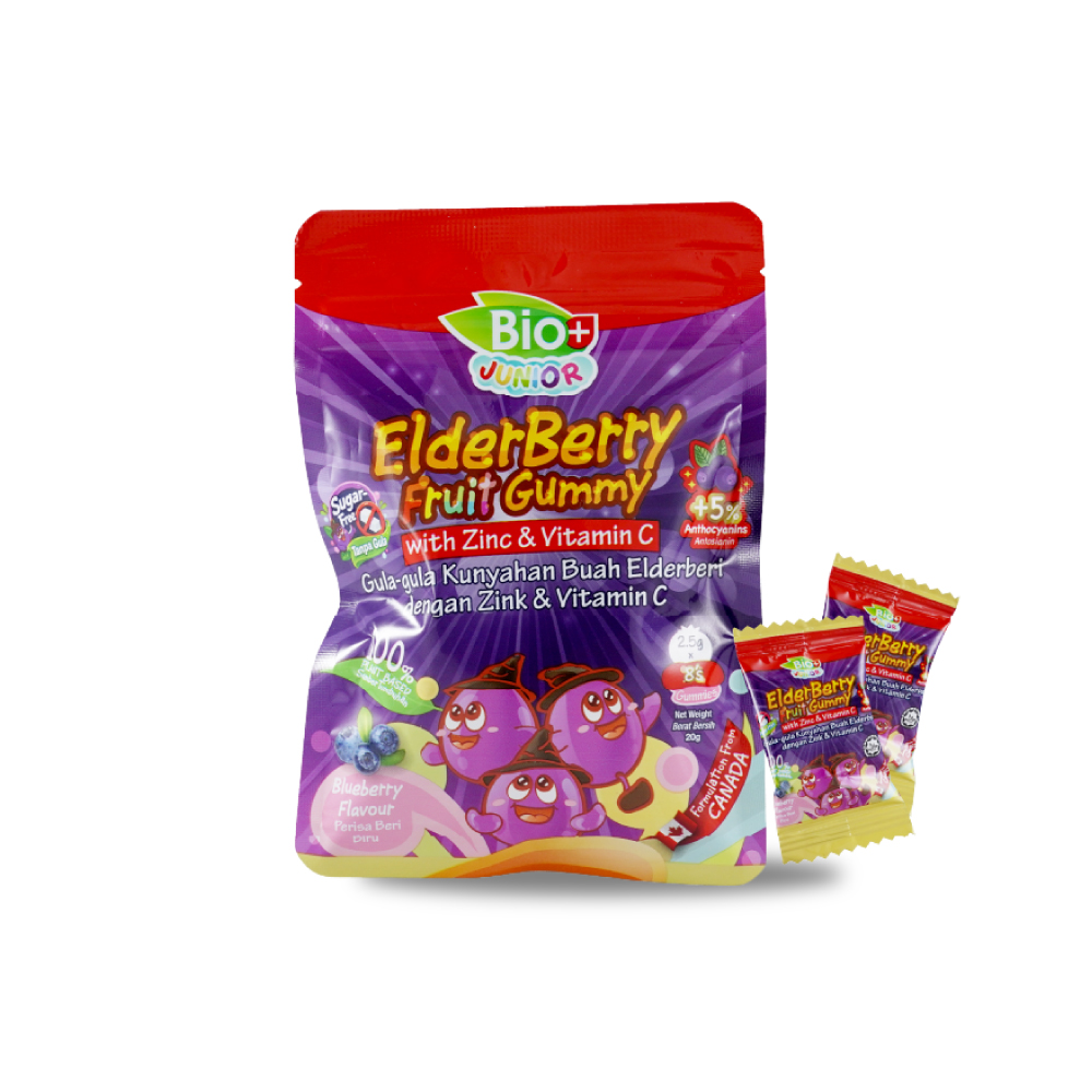 BIO+ Junior Elderberry Gummy With Zinc & Vitamin Blueberry Flavour 8's