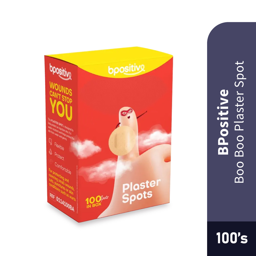 BPOSITIVE Boo Boo Plaster Spots 100's for Wound Plaster, Plaster Luka, Wound Dressing