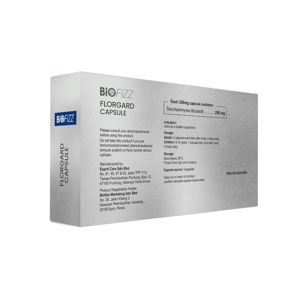 BIOFIZZ Florgard Capsule 30's for Probiotic Supplement, Gut Health with Probiotic Yeast