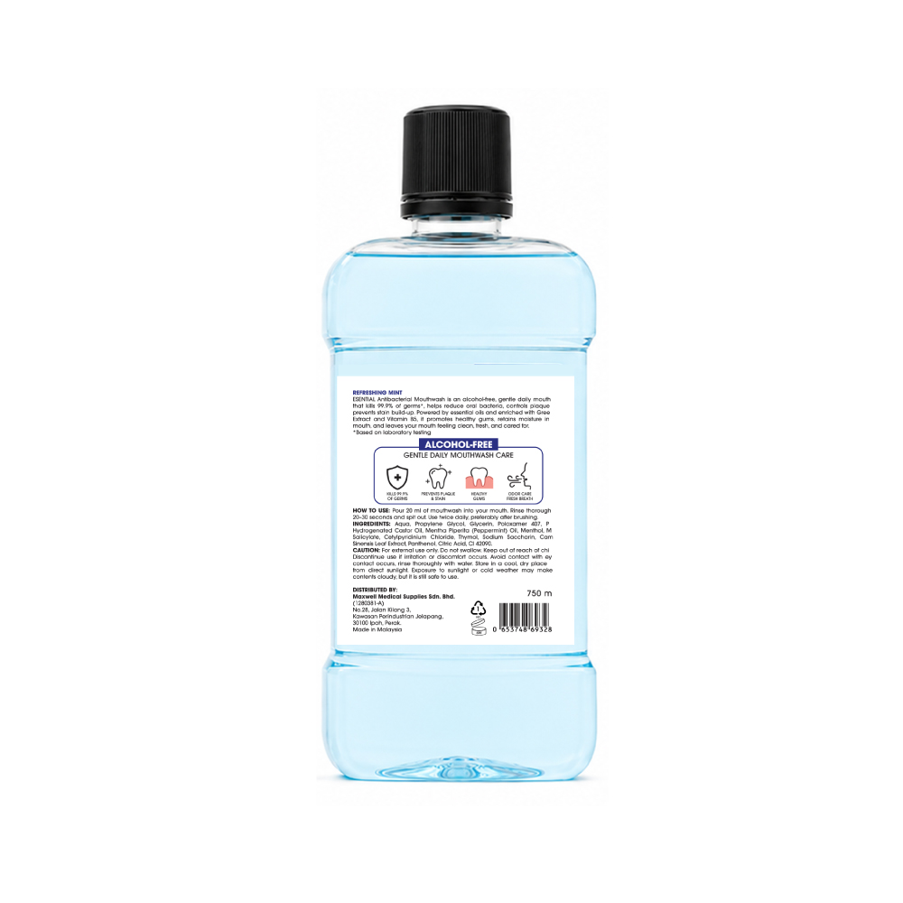 ESENTIAL Antibacterial Mouthwash 750ml for Ubat Kumur Mulut, Mouth Wash, Mouth Rinse, Oral Care