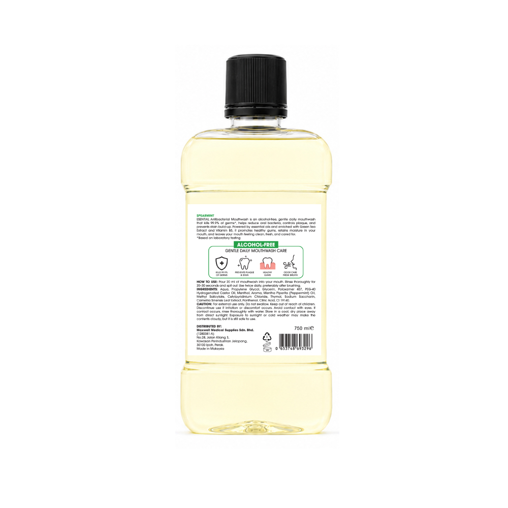 ESENTIAL Antibacterial Mouthwash 750ml for Ubat Kumur Mulut, Mouth Wash, Mouth Rinse, Oral Care