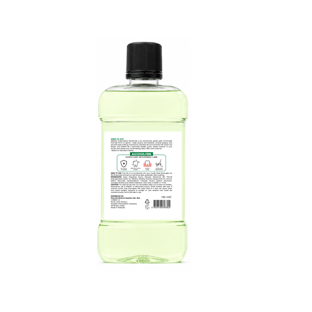 ESENTIAL Antibacterial Mouthwash 750ml for Ubat Kumur Mulut, Mouth Wash, Mouth Rinse, Oral Care