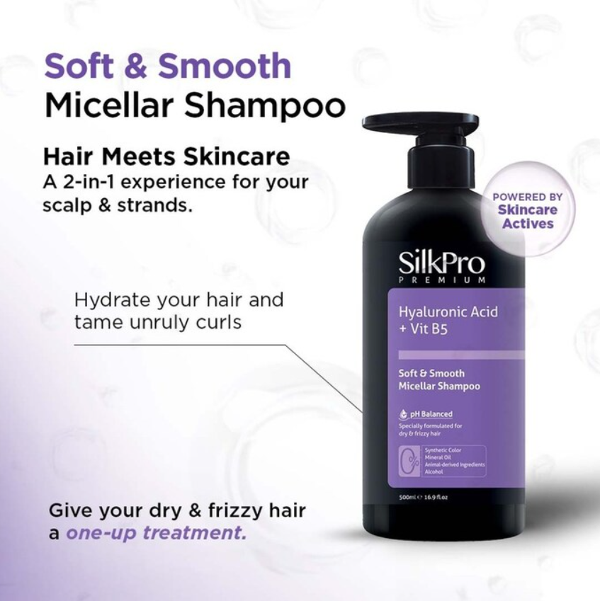 SILKPRO Micellar Shampoo - Dandruff Control/Soft & Smooth/Damage Care/Hair Fall Control (500ml)
