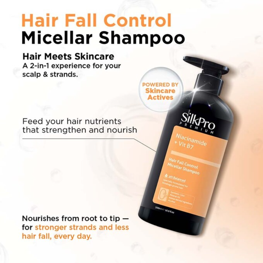 SILKPRO Micellar Shampoo - Dandruff Control/Soft & Smooth/Damage Care/Hair Fall Control (500ml)