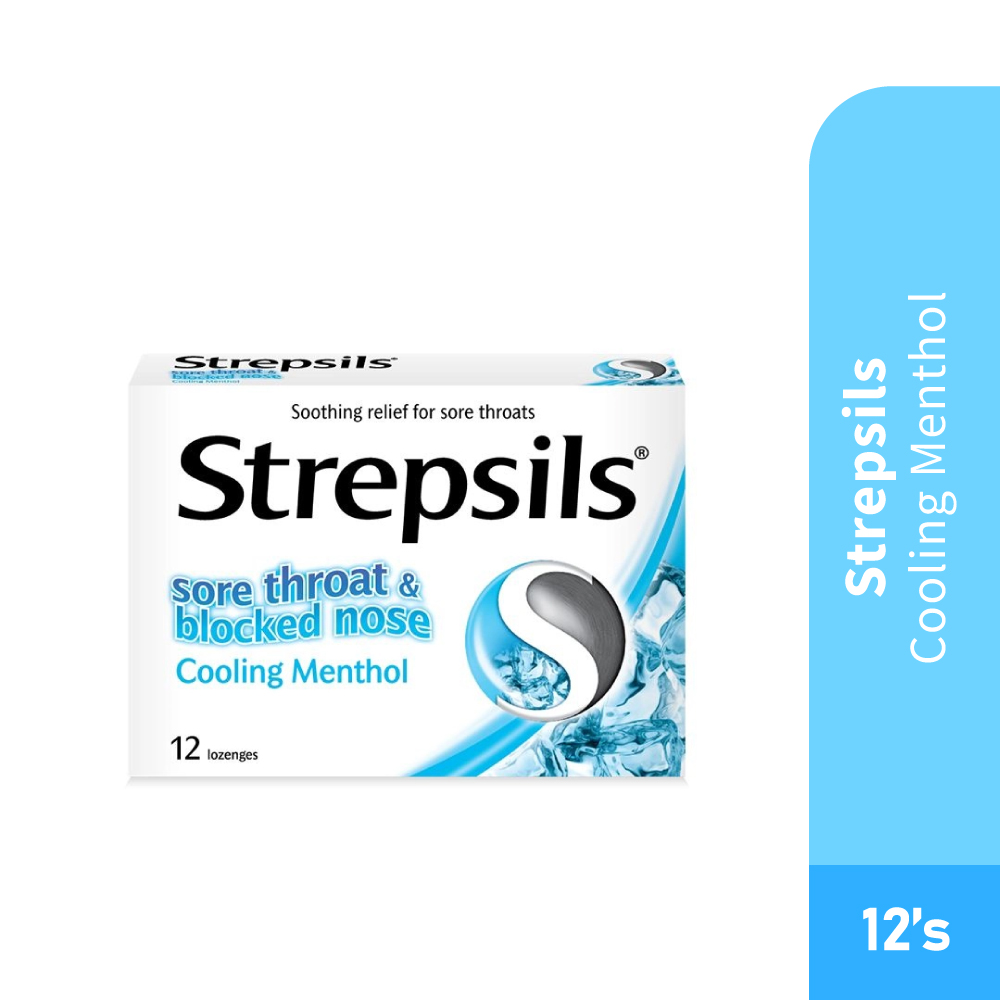 STREPSILS Cooling Menthol 12's for Sore Throat Relief, Gula-gula Strepsils, Menthol Lozenges