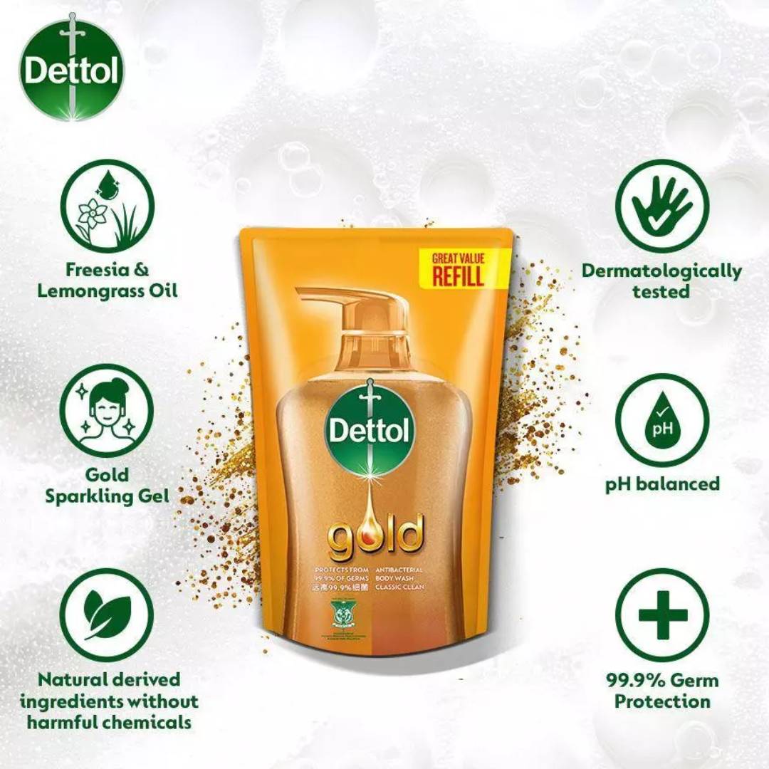 DETTOL Body Wash 800g - Gold (Refill Pack) for Sabun Badan Dettol, Sabun Refill Dettol