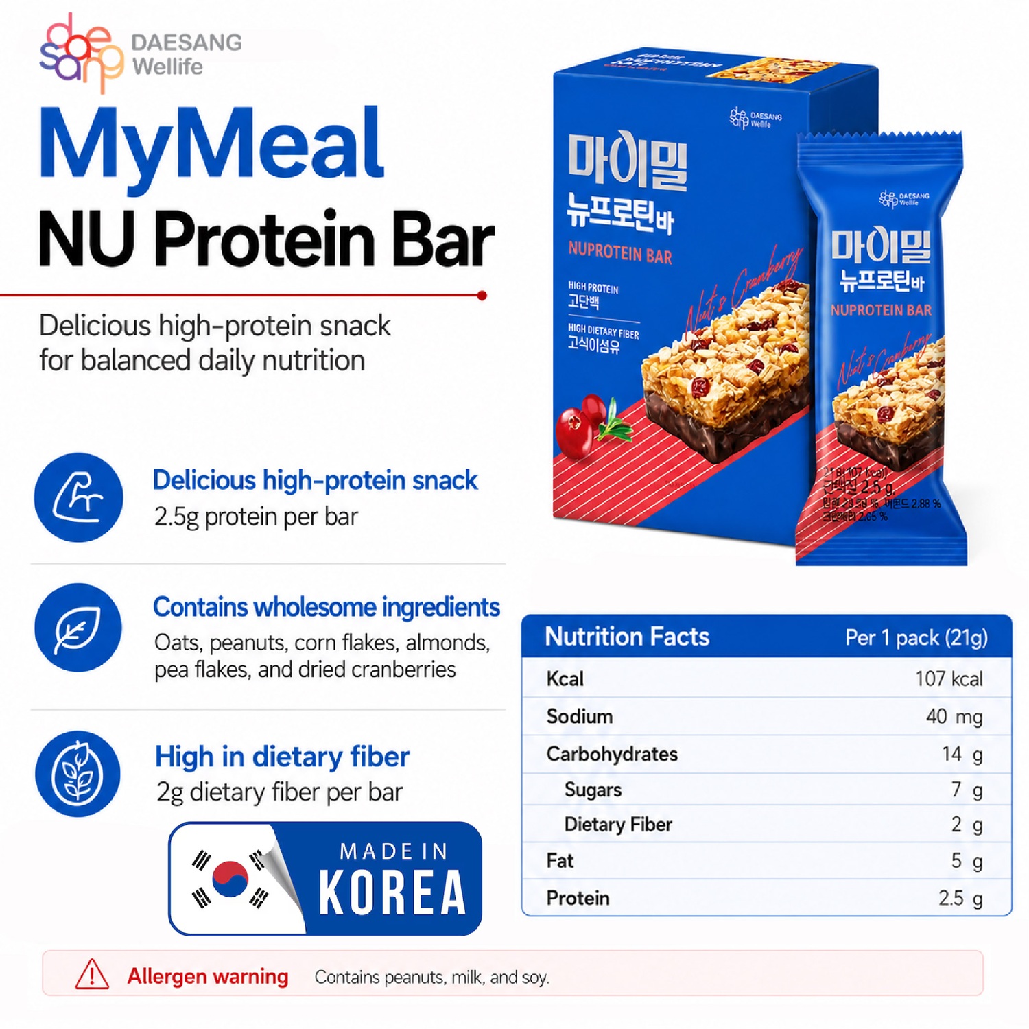 SPORTSIX Mymeal Nu Protein Bar 21g X 12's for Energy Bar, High Protein Bar, Bar Protein
