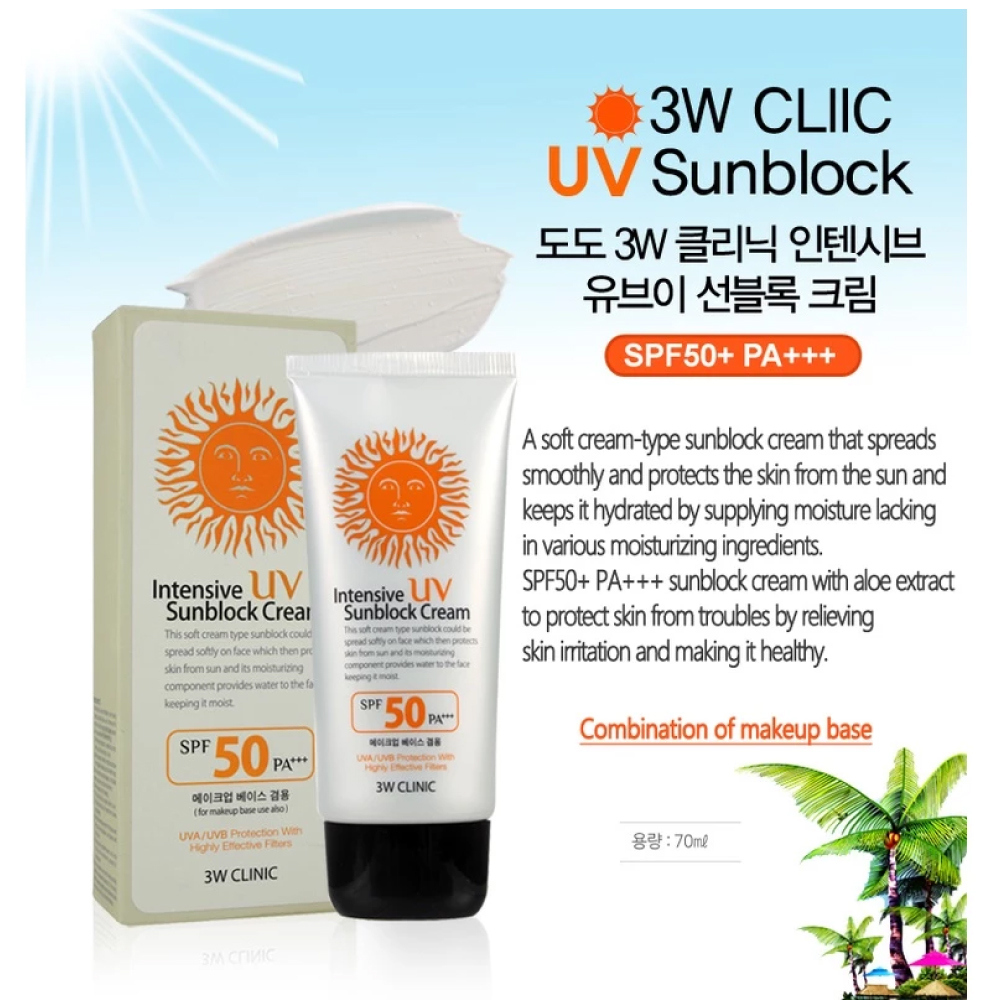 3W CLINIC Intensive Uv Sunblock Cream 70ml for Sunscreen, Sunblock, 3W Sunscreen