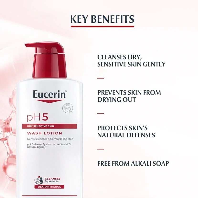 EUCERIN Ph5 Wash Lotion 1L X 2's for Sensitive Skin Face Wash, Body Wash
