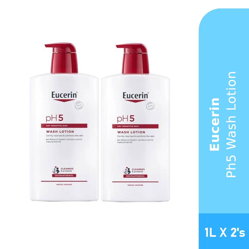 EUCERIN Ph5 Wash Lotion 1L X 2's for Sensitive Skin Face Wash, Body Wash