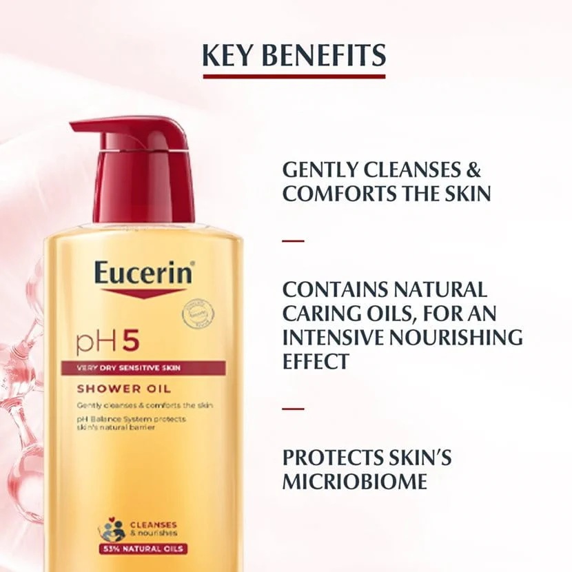 EUCERIN pH5 Shower Oil 400ml for Very Dry Sensitive Skin, Body Wash, Sabun Mandi Eucerin