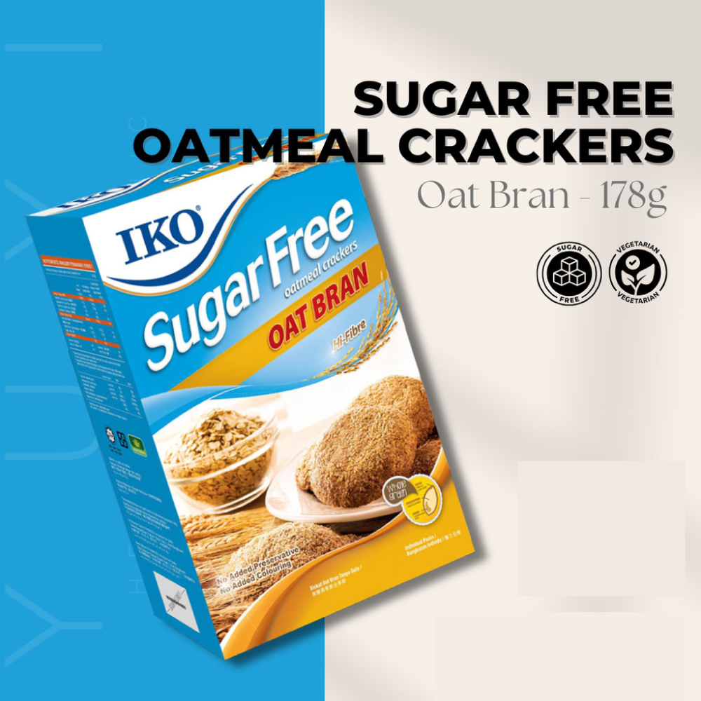 IKO Sugar Free Crackers 178g (Original / Oat Bran / 9 Grains) Sugar Free Biscuit, Diet Biscuit