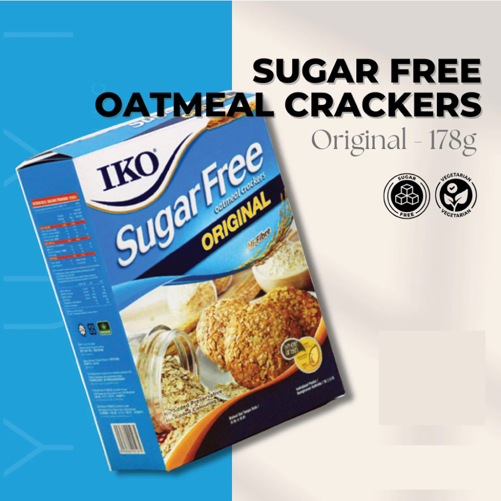 IKO Sugar Free Crackers 178g (Original / Oat Bran / 9 Grains) Sugar Free Biscuit, Diet Biscuit