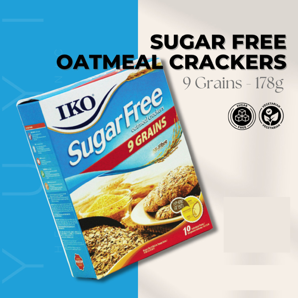 IKO Sugar Free Crackers 178g (Original / Oat Bran / 9 Grains) Sugar Free Biscuit, Diet Biscuit