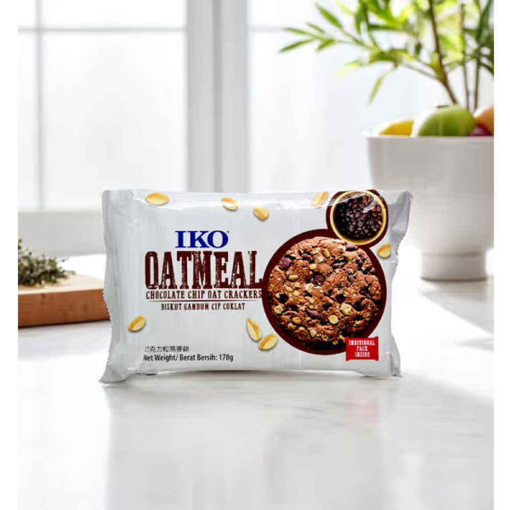 IKO Oatmeal Chocolate Chip Crackers 178g for Chocolate Biscuits, Biskut Coklat Gandum