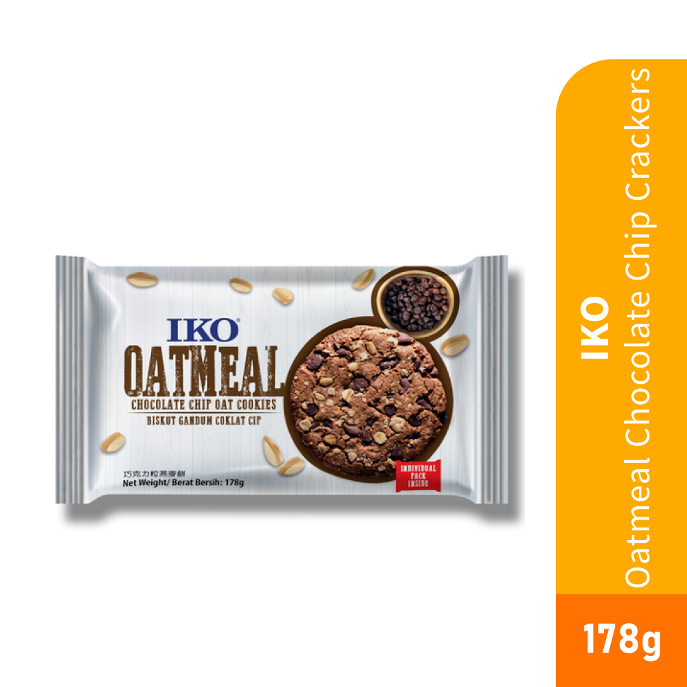 IKO Oatmeal Chocolate Chip Crackers 178g for Chocolate Biscuits, Biskut Coklat Gandum